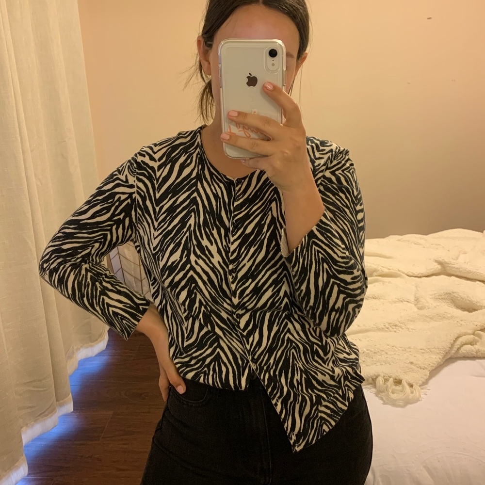 Ann Taylor Zebra Print Cardigan